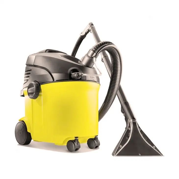 A close-up photo of a steam cleaner releasing steam to sanitize indoor surfaces, emphasizing its natural and chemical-free cleaning method.