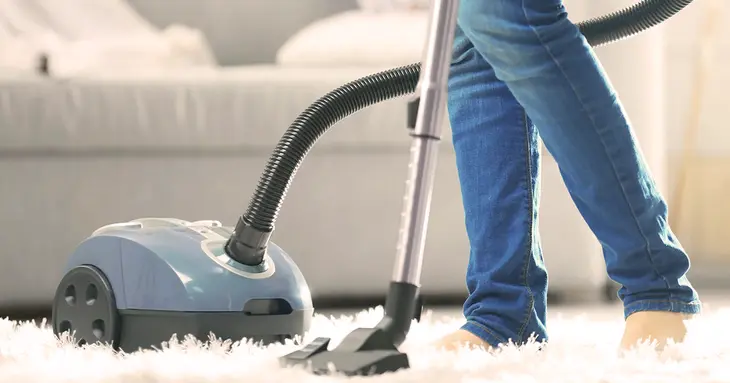 A close-up photo of a steam cleaner releasing steam to sanitize indoor surfaces, emphasizing its natural and chemical-free cleaning method.