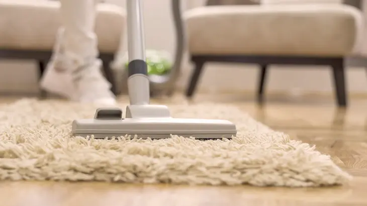 A close-up photo of a steam cleaner releasing steam to sanitize indoor surfaces, emphasizing its natural and chemical-free cleaning method.